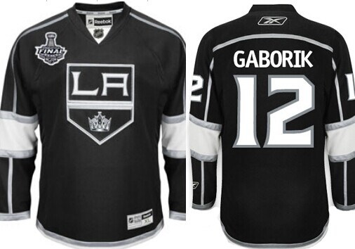 Los Angeles Kings #12 Marian Gaborik 2014 Champions Patch Black Jersey