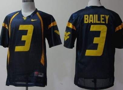 West Virginia Mountaineers #3 Stedman Bailey Navy Blue Jersey 