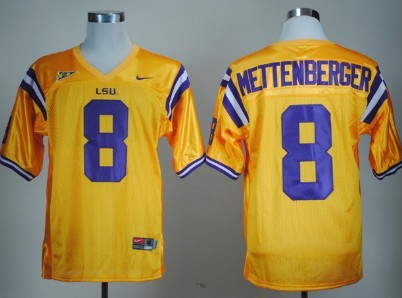 LSU Tigers #8 Zach Mettenberger Yellow Jersey 