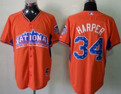 Washington Nationals #34 Bryce Harper 2013 All-Star Orange Jersey