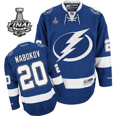 2015 Stanley Cup - Men's Reebok Tampa Bay Lightning #20 Evgeni Nabokov Premier Blue Home NHL Jersey - Evgeni Nabokov