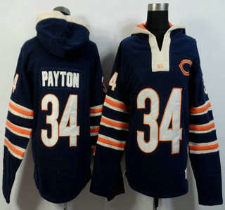 Men's Chicago Bears #34 Walter Payton Navy Blue Team Color 2015 NFL Hoody