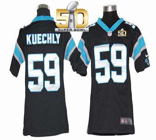 Nike Panthers #59 Luke Kuechly Black Team Color Super Bowl 50 Youth Stitched NFL Elite Jersey