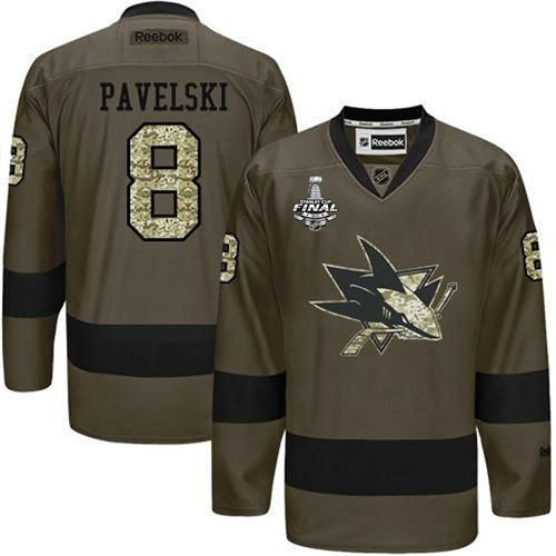 Men's San Jose Sharks #8 Joe Pavelski Reebok Green Camo Player Jersey