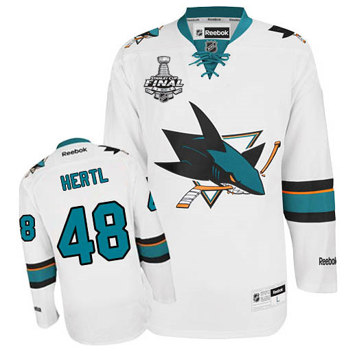 Men's San Jose Sharks #48 Tomas Hertl White 2016 Stanley Cup Away NHL Finals Patch Jersey