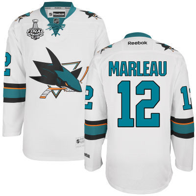 Men's San Jose Sharks #12 Patrick Marleau White 2016 Stanley Cup Away NHL Finals Patch Jersey