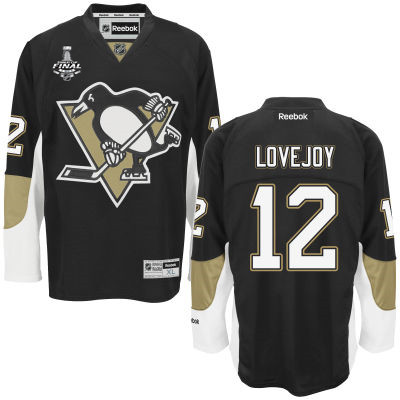 Men's Pittsburgh Penguins #12 Ben Lovejoy Black Team Color 2016 Stanley Cup NHL Finals Patch Jersey