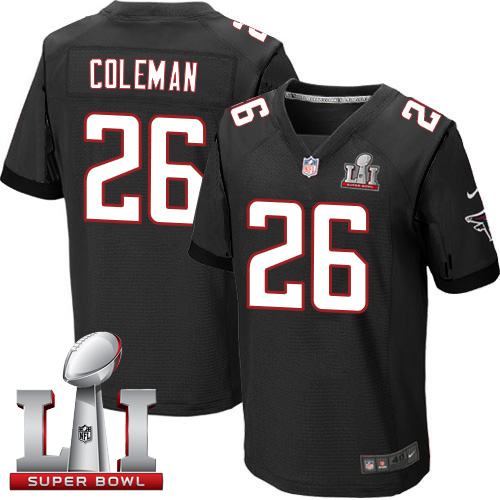 Nike Falcons #26 Tevin Coleman Black Alternate Super Bowl LI 51 Men's Stitched NFL Elite Jersey