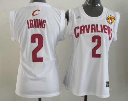 Women's Cleveland Cavaliers #2 Kyrie Irving White 2017 The NBA Finals Patch Jersey