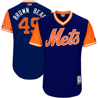 Men's New York Mets Josh Smoker Brown Bear Majestic Royal 2017 Players Weekend Authentic Jersey