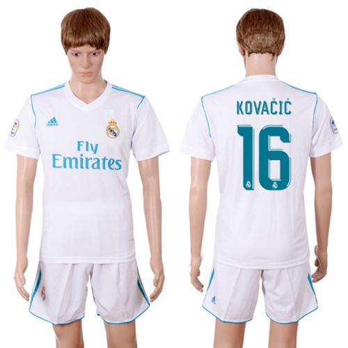 Real Madrid #16 Kovacic White Home Soccer Club Jersey