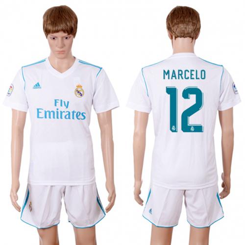 Real Madrid #12 Marcelo White Home Soccer Club Jersey