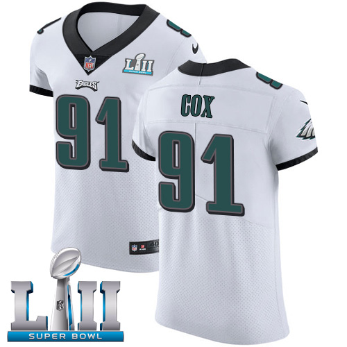 Men's Nike Philadelphia Eagles #91 Fletcher Cox White Super Bowl LII Stitched NFL Vapor Untouchable Elite Jersey