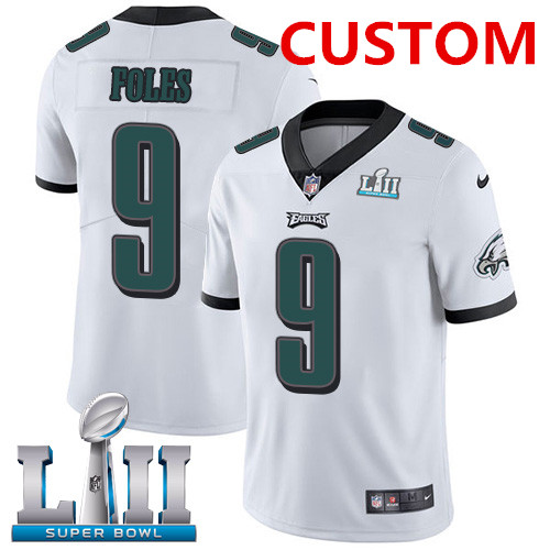 Custom Men's Nike Eagles White Super Bowl LII Stitched NFL Vapor Untouchable Limited Jersey