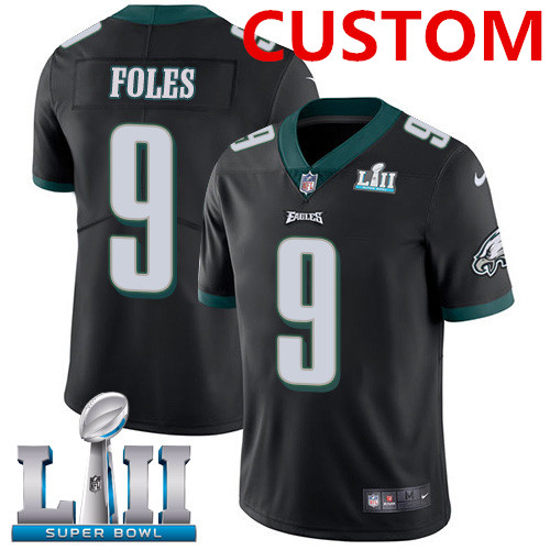 Custom Men's Nike Eagles Black Alternate Super Bowl LII Stitched NFL Vapor Untouchable Limited Jersey