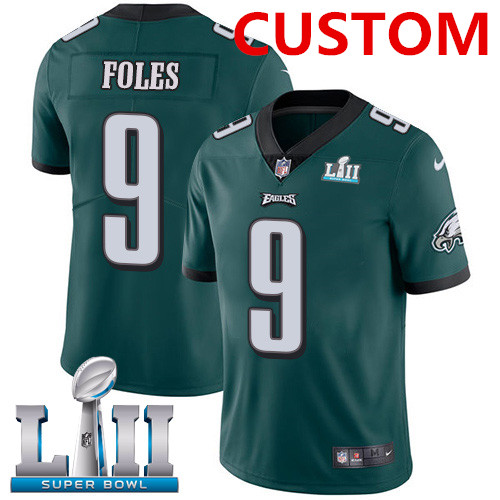 Custom Men's Nike Eagles Midnight Green Team Color Super Bowl LII Stitched NFL Vapor Untouchable Limited Jersey
