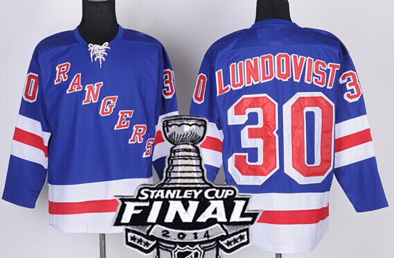 New York Rangers #30 Henrik Lundqvist 2014 Stanley Cup Light Blue Jersey