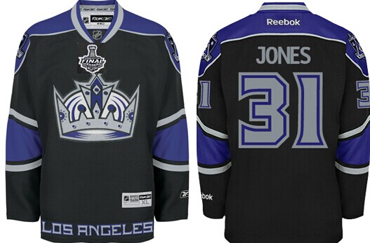 Los Angeles Kings #31 Martin Jones 2014 Champions Patch Black Third Jersey