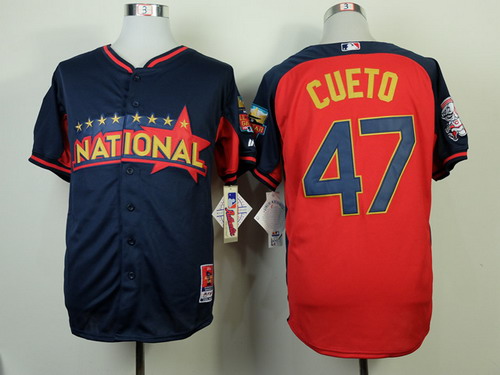 Cincinnati Reds #47 Johnny Cueto 2014 All-Star Navy Blue Jersey