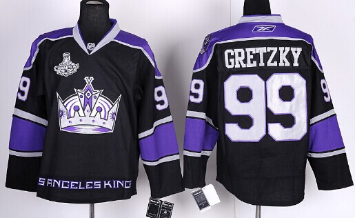 Los Angeles Kings #99 Wayne Gretzky 2014 Champions Patch Black Third Jersey