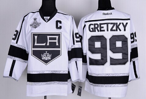 Los Angeles Kings #99 Wayne Gretzky 2014 Champions Patch White Jersey