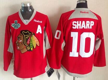 Men's Chicago Blackhawks #10 Patrick Sharp 2015 Stanley Cup 2014 Red Practice Jersey
