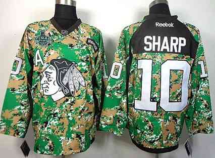 Men's Chicago Blackhawks #10 Patrick 2015 Stanley Cup Sharp Digital Camo Veteran's Day Practice Jersey