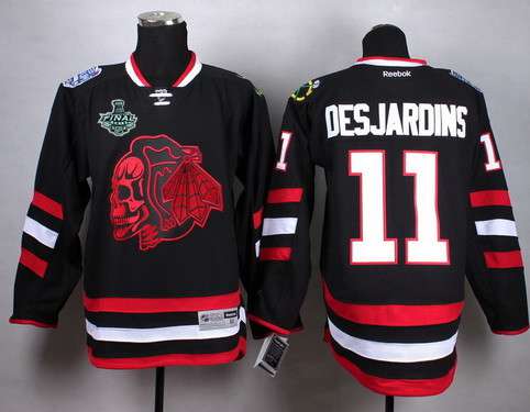 Men's Chicago Blackhawks #11 Andrew Desjardins 2015 Stanley Cup 2014 Stadium Series Black With Red Skulls Jersey