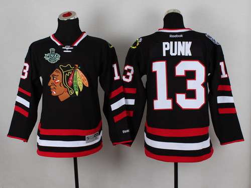 Men's Chicago Blackhawks #13 CM Punk 2015 Stanley Cup 2014 Stadium Series Black Jersey