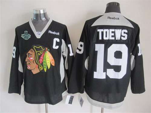 Men's Chicago Blackhawks #19 Jonathan Toews 2015 Stanley Cup 2014 Black Practice Jersey