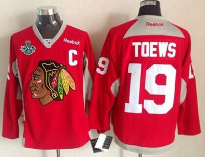 Men's Chicago Blackhawks #19 Jonathan Toews 2015 Stanley Cup 2014 Red Practice Jersey