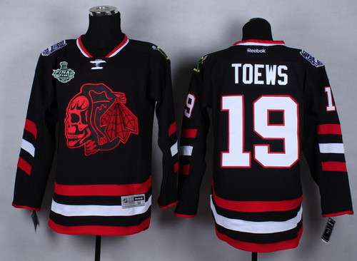 Men's Chicago Blackhawks #19 Jonathan Toews 2015 Stanley Cup 2014 Stadium Series Black With Red Skulls Jersey