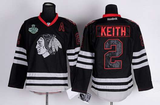 Men's Chicago Blackhawks #2 Duncan Keith 2015 Stanley Cup Black Ice Jersey