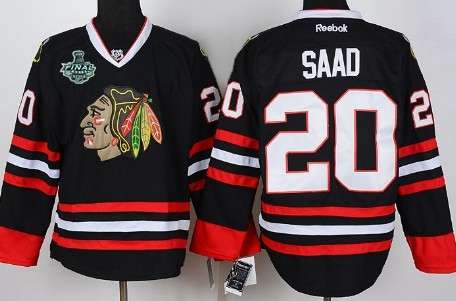 Men's Chicago Blackhawks #20 Brandon Saad 2015 Stanley Cup Black Jersey