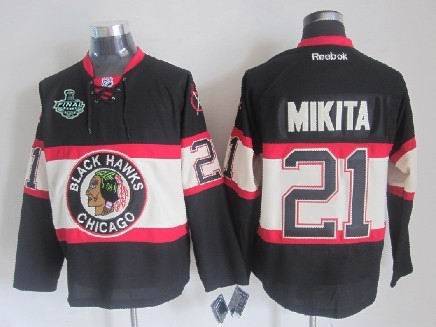 Men's Chicago Blackhawks #21 Stan Mikita 2015 Stanley Cup Black Third Jersey