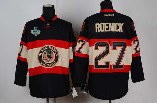 Men's Chicago Blackhawks #27 Jeremy Roenick 2015 Stanley Cup Black Third Jersey