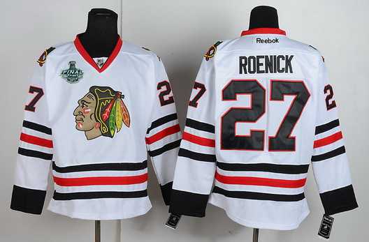 Men's Chicago Blackhawks #27 Jeremy Roenick 2015 Stanley Cup White Jersey