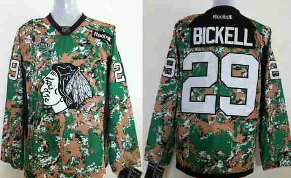 Men's Chicago Blackhawks #29 Bryan Bickell2015 Stanley Cup  Digital Camo Veteran's Day Practice Jersey