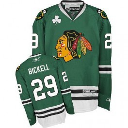 Men's Chicago Blackhawks #29 Bryan Bickell Green Jersey W/2015 Stanley Cup Champion Patch