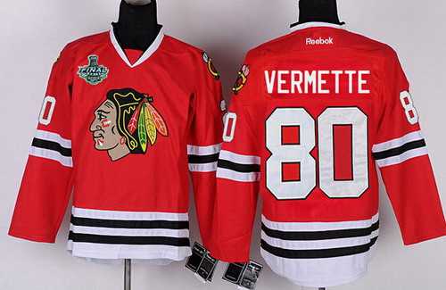Men's Chicago Blackhawks #80 Antoine Vermette 2015 Stanley Cup Red Jersey