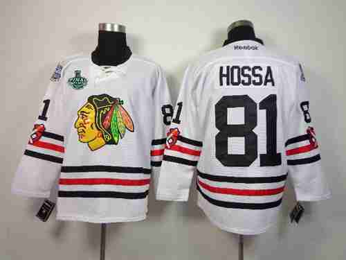 Men's Chicago Blackhawks #81 Marian Hossa 2015 Stanley Cup 2015 Winter Classic White Jersey