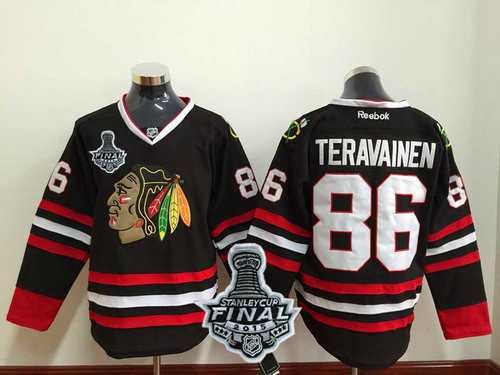 Men's Chicago Blackhawks #86 Teuvo Teravainen 2015 Stanley Cup Black Jersey