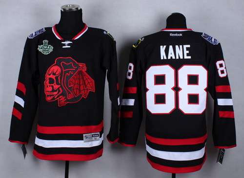 Men's Chicago Blackhawks #88 Patrick Kane 2015 Stanley Cup 2014 Stadium Series Black With Red Skulls Jersey