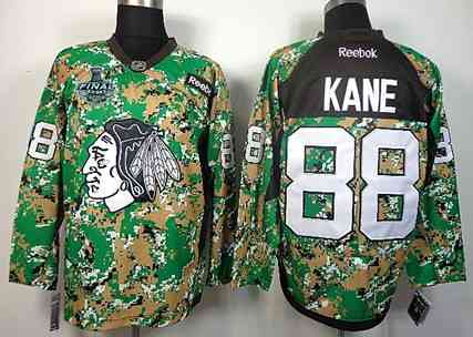 Men's Chicago Blackhawks #88 Patrick Kane 2015 Stanley Cup Digital Camo Veteran's Day Practice Jersey