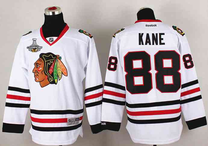 Men's Chicago Blackhawks #88 Patrick Kane White 2015 Stanley Cup Champion Jersey W/2015 Stanley Cup Champion Patch